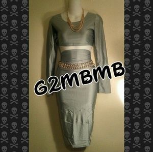 Grey long sleeve 2 Pc skirt set